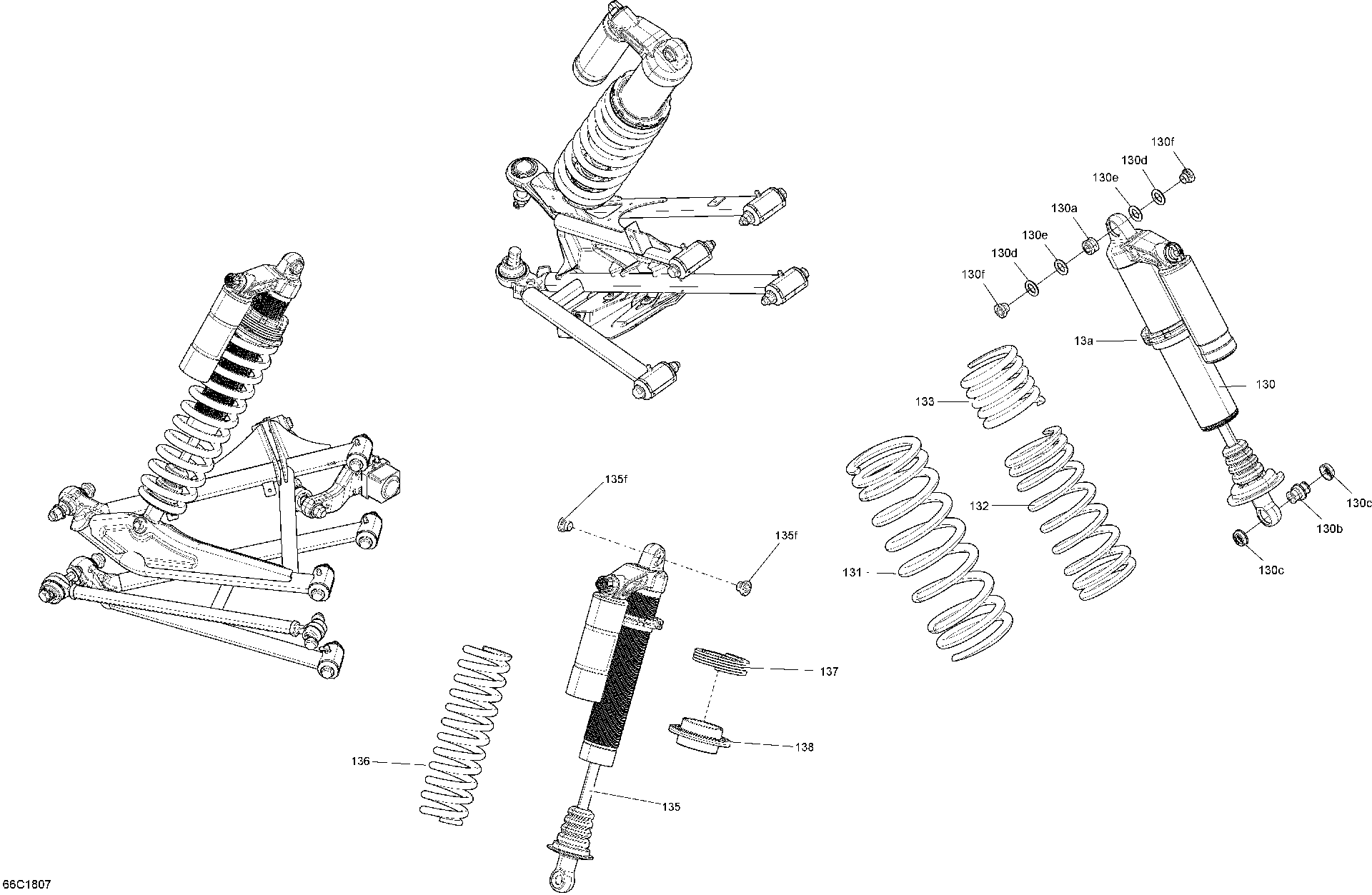 Fits 2017-2018 Can-Am 1- Maverick / 1-Maverick REAR Shock, OEM Part # 706002623 - schematic diagram