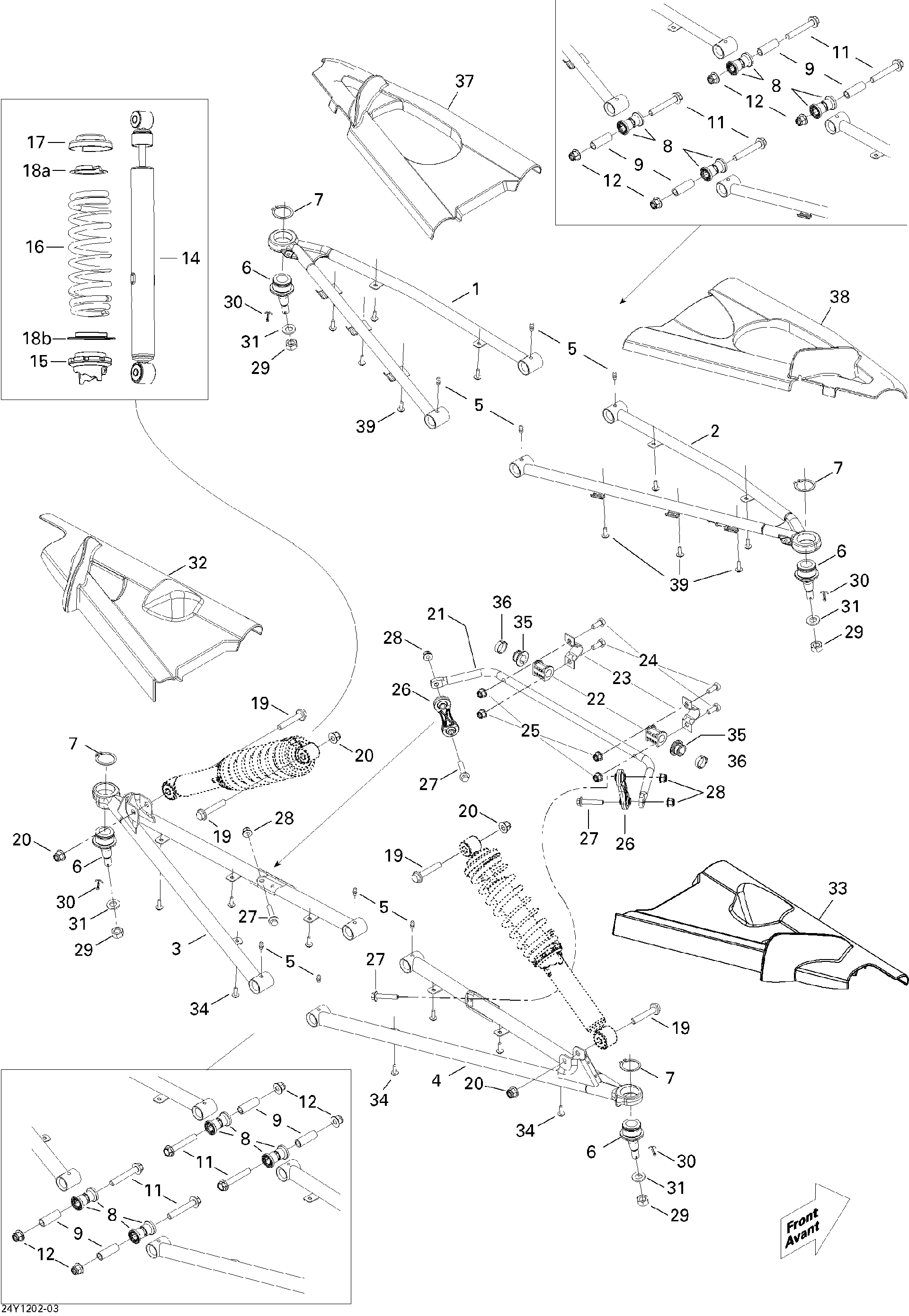 Fits 2010-2012 Can-Am Spyder RT Limited / Spyder RT SE5 SWAY BAR Stopper, OEM Part # 706201158 - schematic diagram