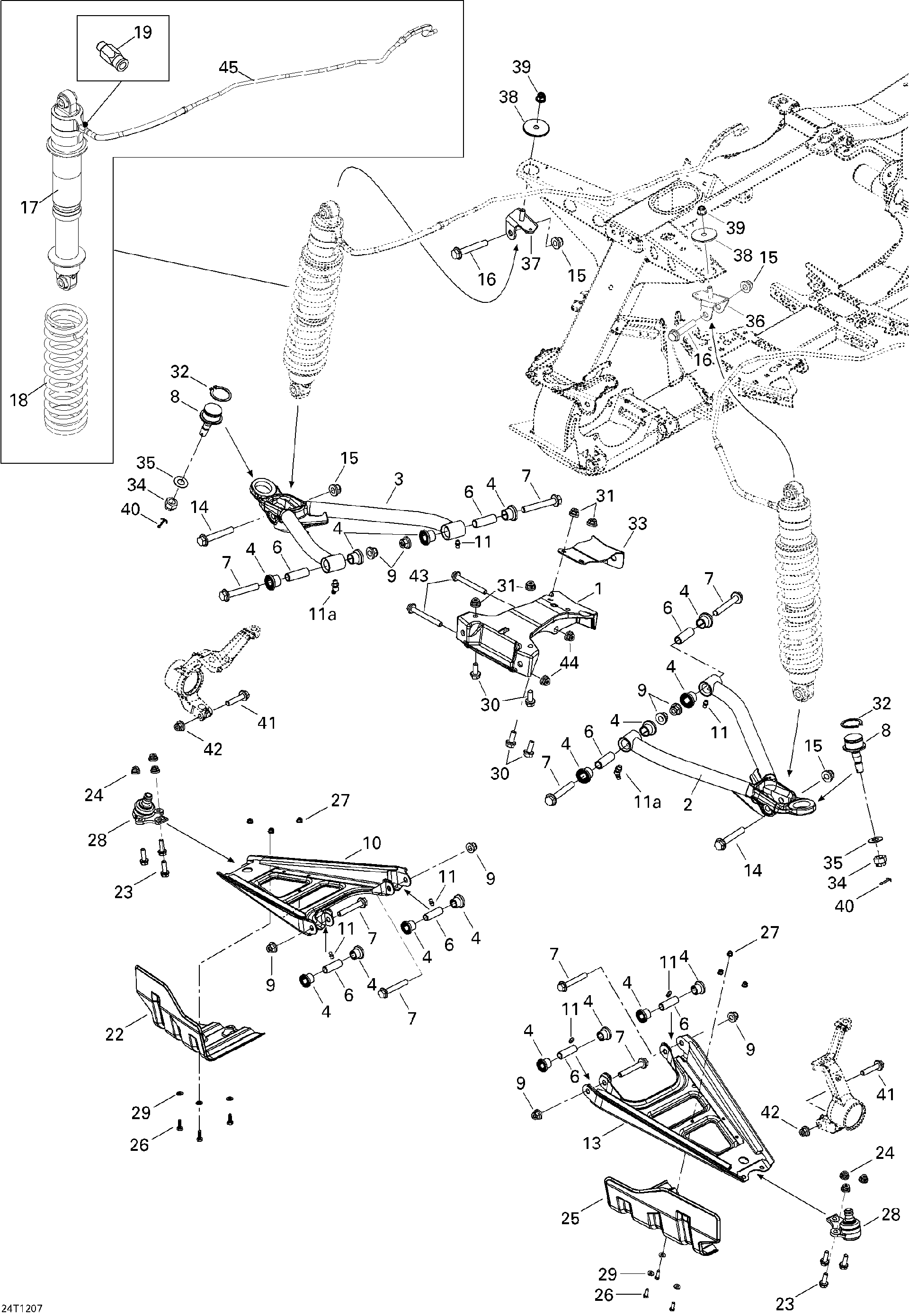 Fits 2011-2012 Can-Am Outlander 800REFI Xmr / Outlander 800R EFI R.H. ARM, OEM Part # 706201223 - schematic diagram