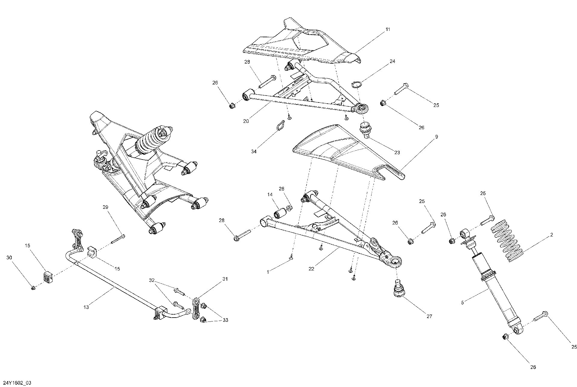 Fits 2013-2016 Can-Am Spyder RS SE5 / Spyder RS SM5 SWAY BAR, OEM Part # 706201421 - schematic diagram