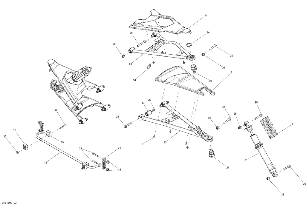 Fits 2013-2016 Can-Am Spyder RS SE5 / Spyder RS SM5 SWAY BAR, OEM Part # 706201421 - schematic diagram