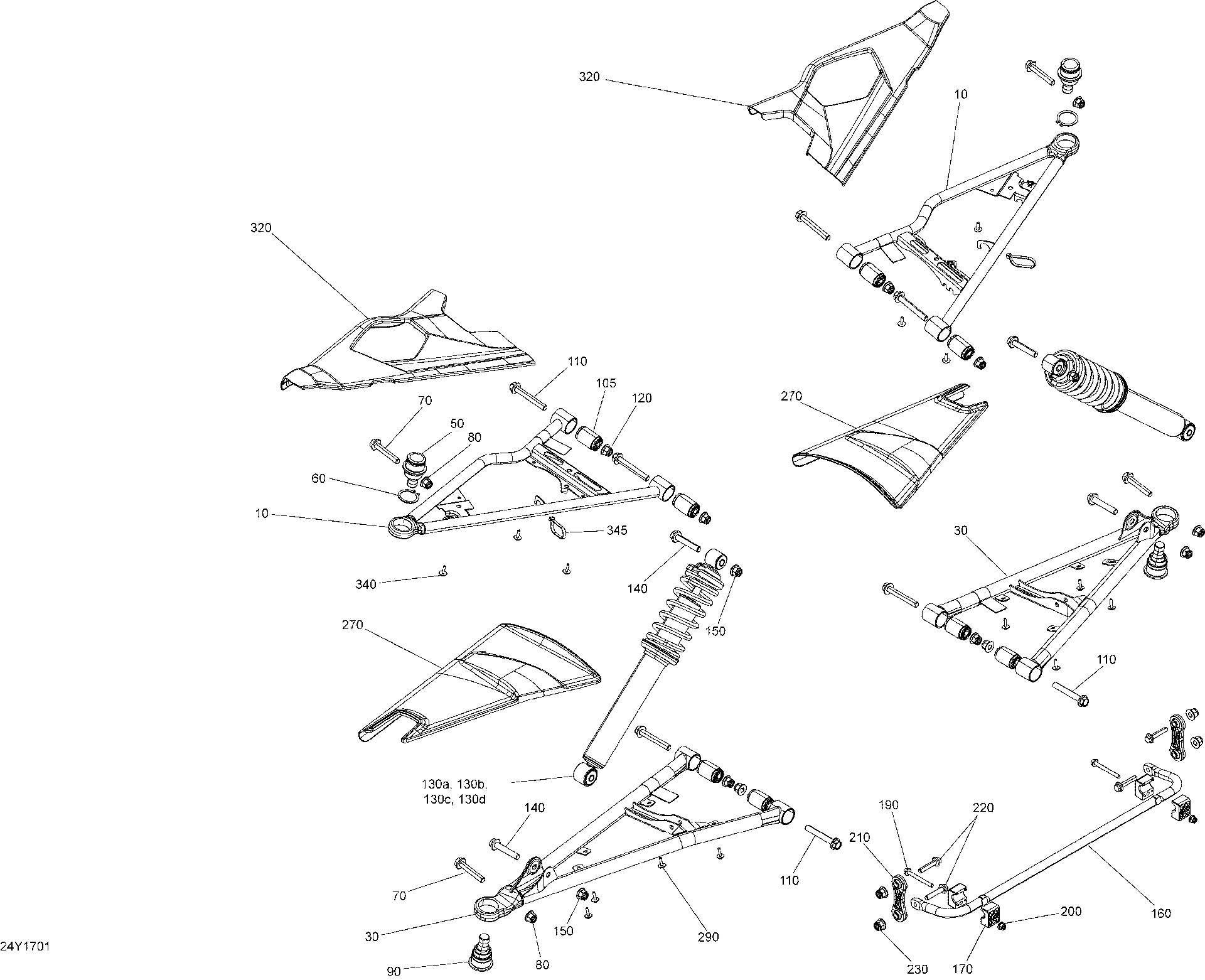 Fits 2013-2017 Can-Am Spyder RT Limited SE6 / Spyder RT SE6 SWAY BAR, OEM Part # 706201544 - schematic diagram