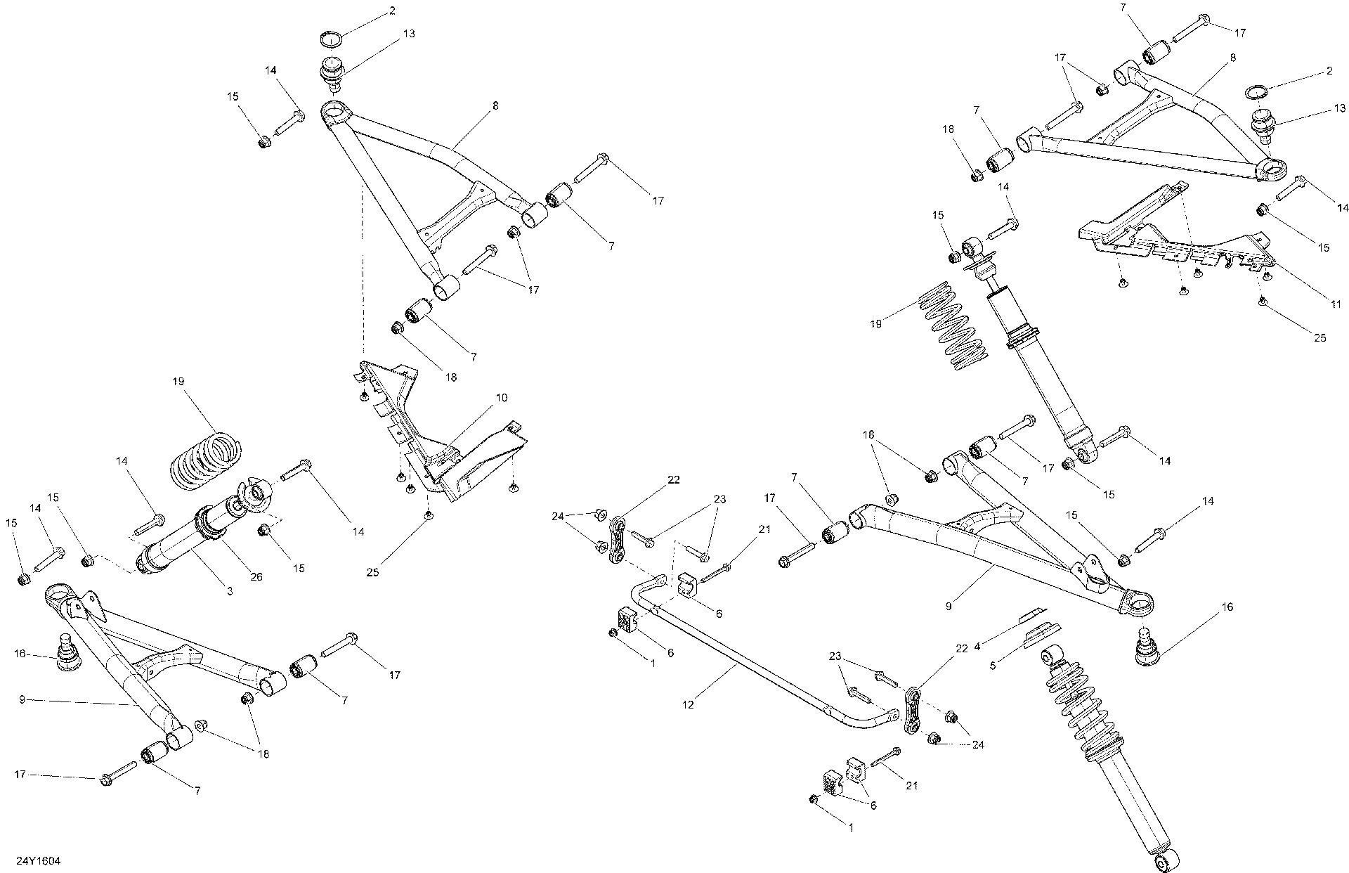 Fits 2015-2016 Can-Am Spyder F3-S SE6 / Spyder F3-S SM6 LH Upper Arm, RED, OEM Part # 706202007 - schematic diagram