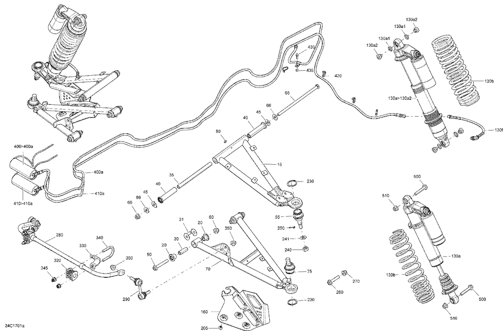 Fits 2015-2017 Can-Am Commander - Commander Max / Commander MAX 1000_LTD Front Spring, Black, OEM Part # 706202041 - schematic diagram