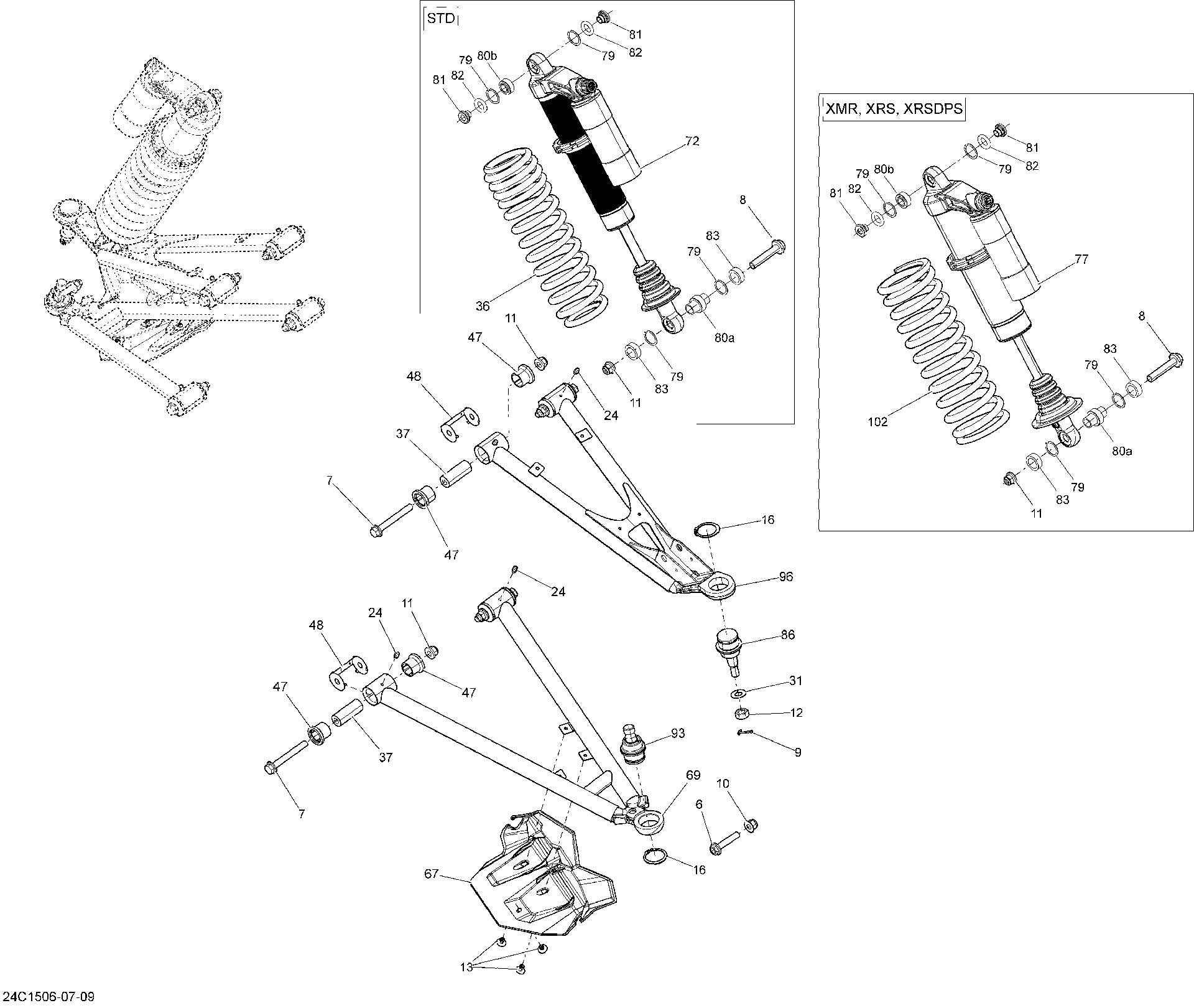 Fits 2015 Can-Am Maverick 1000_STD_XRS_XRS-DPS Front Shock, OEM Part # 706202248 - schematic diagram