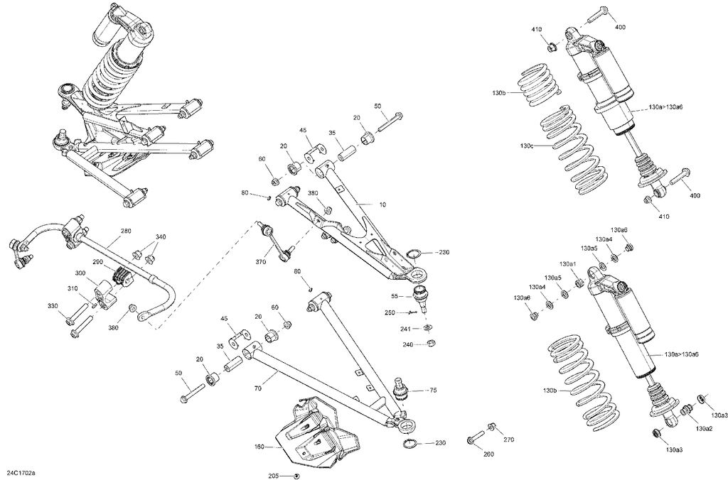 Fits 2017 Can-Am 1-Maverick / 2-Maverick MAX Front LHT Upper Arm, G'str, OEM Part # 706202596 - schematic diagram