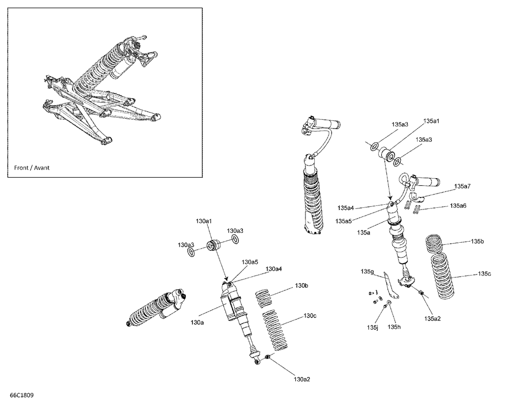 Fits 2017-2018 Can-Am 91- Maverick X3 MAX Turbo R - STD_XDS DPS_XRS DPS Front Shock, OEM Part # 706202794 - schematic diagram