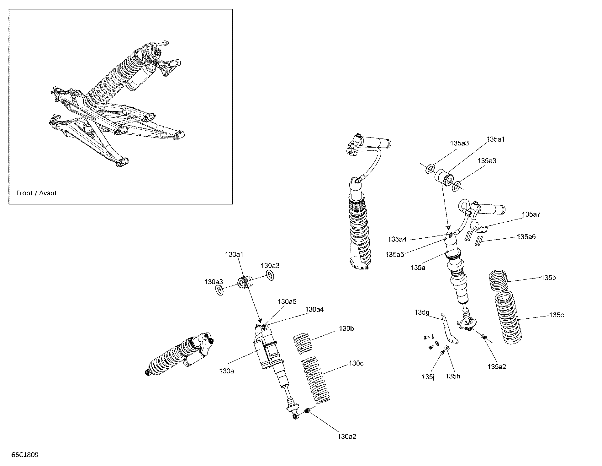 Fits 2017-2018 Can-Am 91- Maverick X3 MAX Turbo R - STD_XDS DPS_XRS DPS Front Shock, OEM Part # 706202794 - schematic diagram