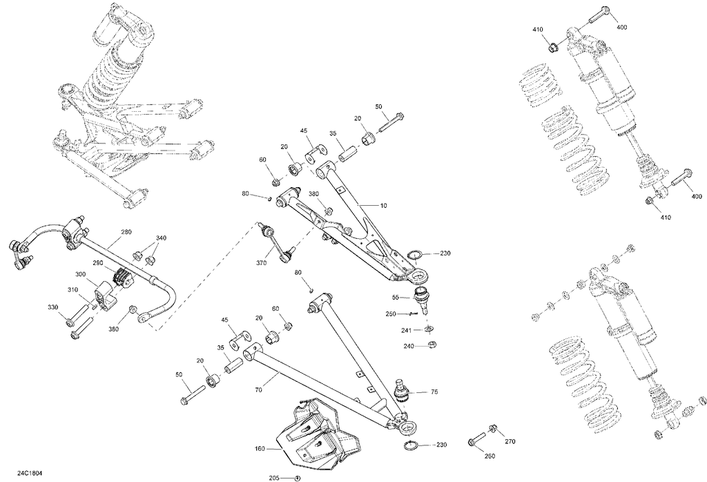 Fits 2018 Can-Am 1- Maverick / 2- Maverick MAX LH Front Lower Arm, Yellow, OEM Part # 706202966 - schematic diagram