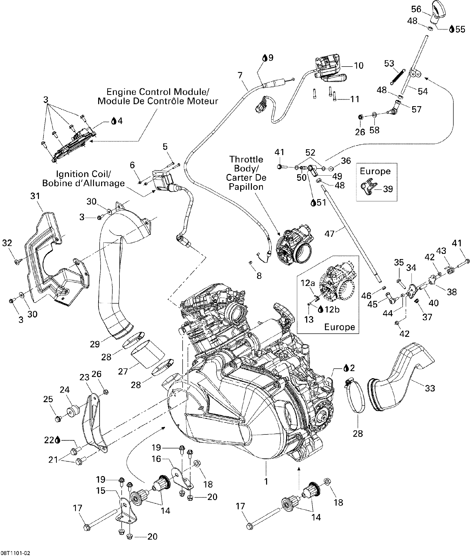Fits 2008-2011 Can-Am Outlander 400 EFI / Outlander Max 400 EFI Throttle Cable, OEM Part # 707000539 - schematic diagram