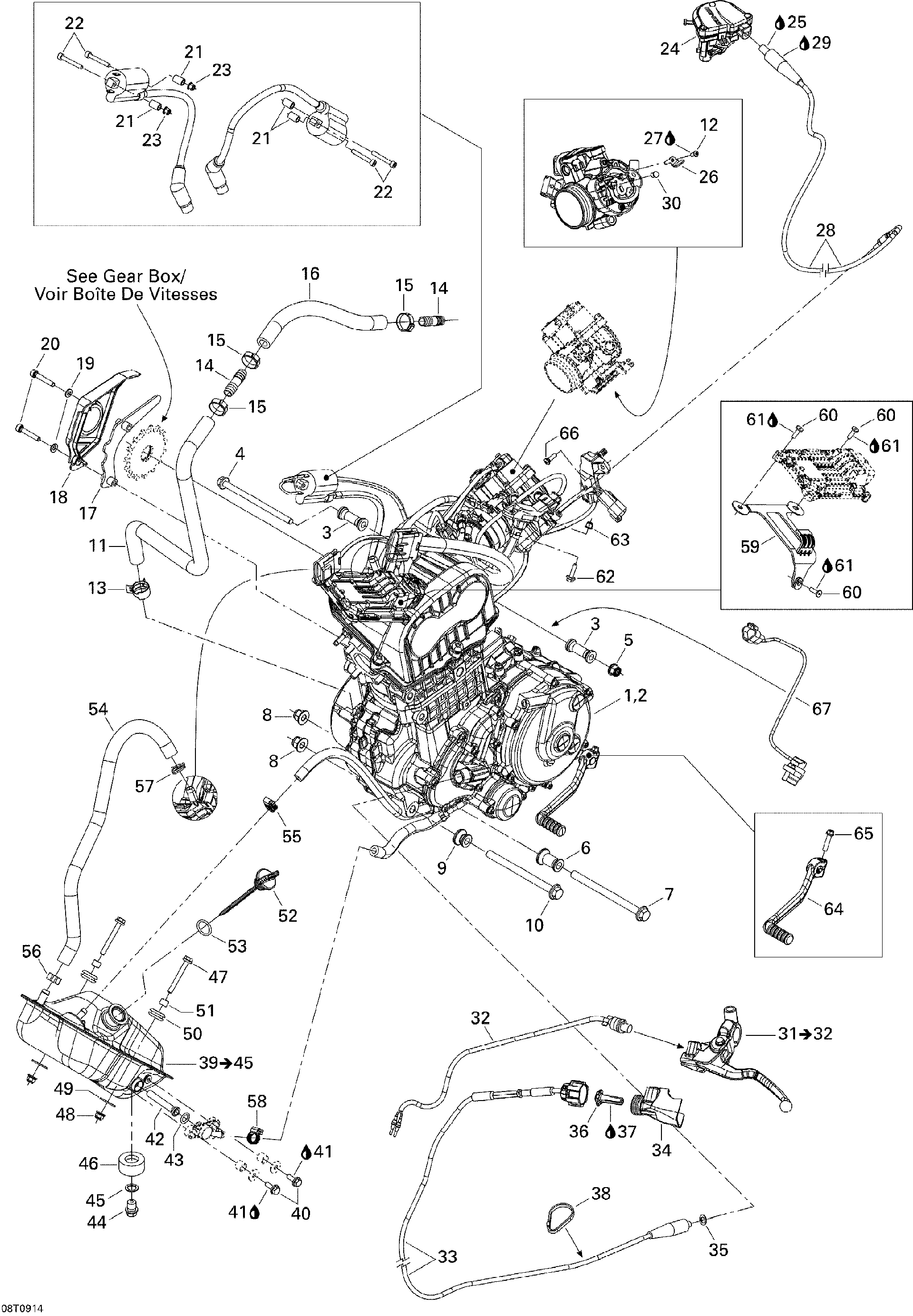 Fits 2008-2009 Can-Am DS 450 CE STD & X (3F9D / DS 450 EFI Handle Lever ASM, OEM Part # 707000592 - schematic diagram