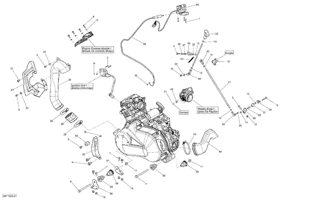 Fits 2010-2015 Can-Am Outlander 400 EFI / Outlander Max 400 EFI Engine Bracket, OEM Part # 707000802 - schematic diagram