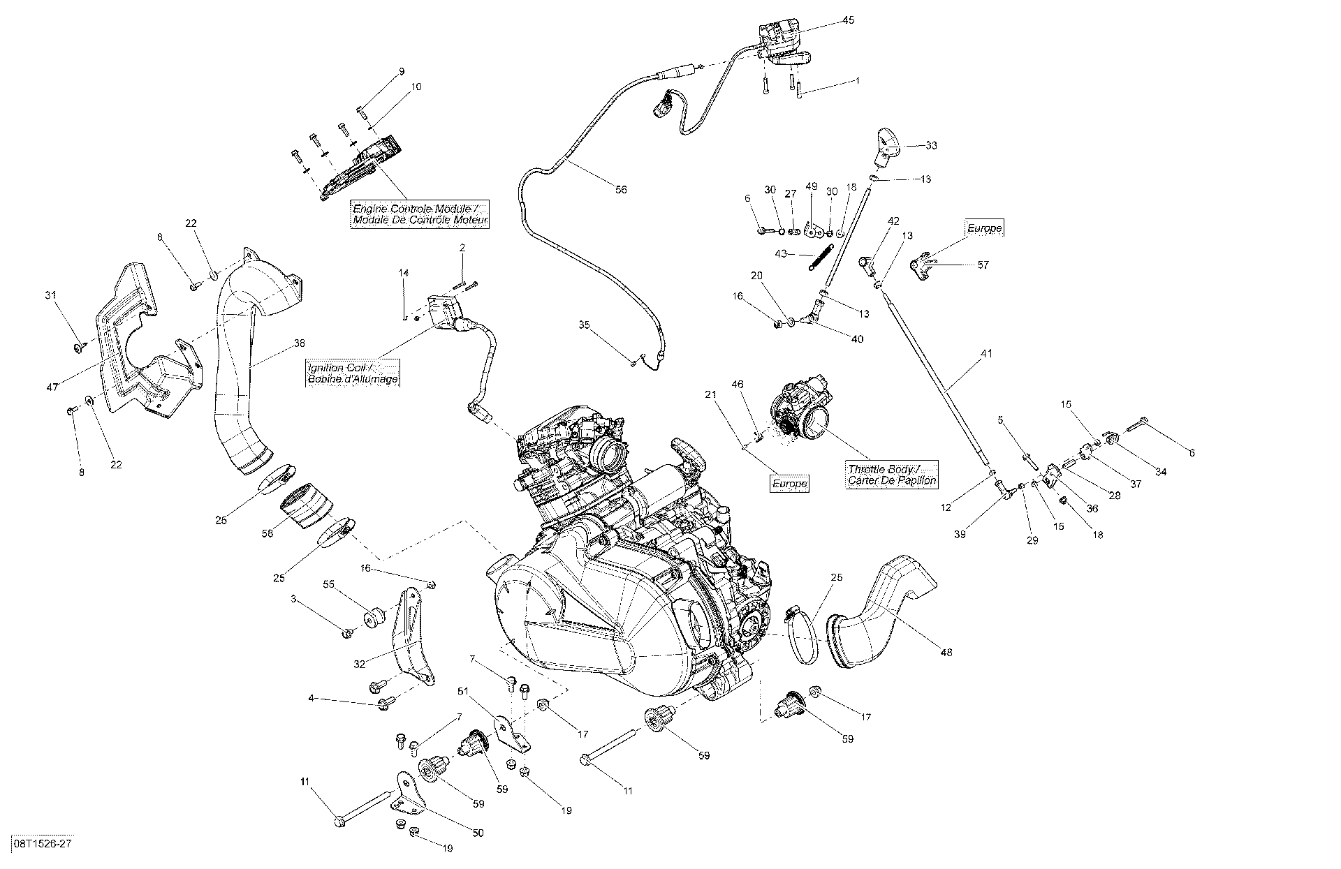 Fits 2010-2015 Can-Am Outlander 400 EFI / Outlander Max 400 EFI Engine Bracket, OEM Part # 707000802 - schematic diagram