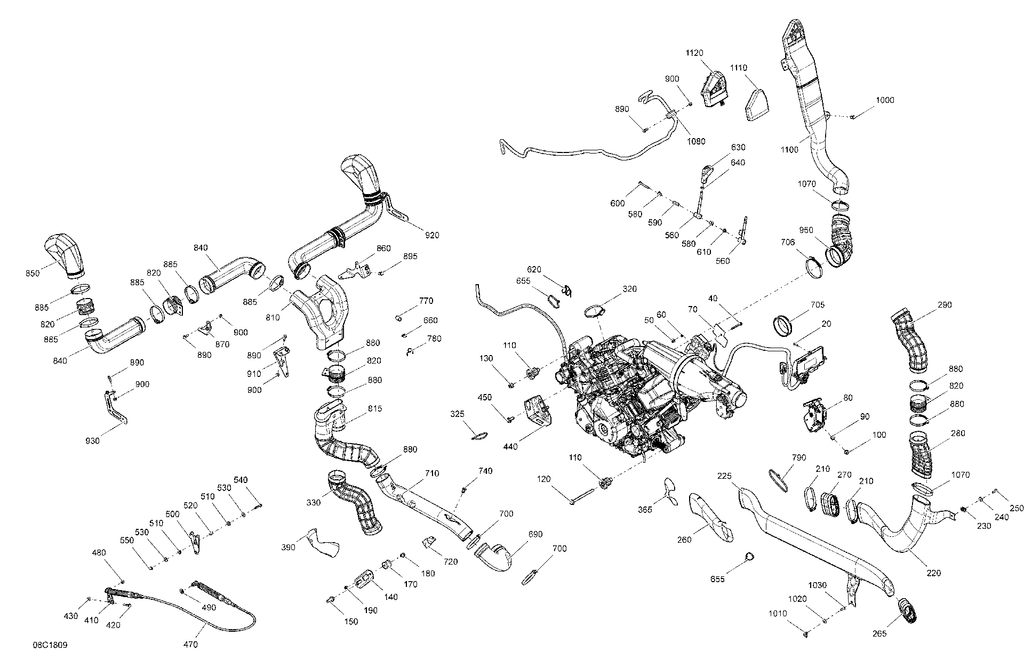 Fits 2014-2018 Can-Am 1- Maverick / 2- Maverick MAX AIR Inlet, OEM Part # 707001377 - schematic diagram