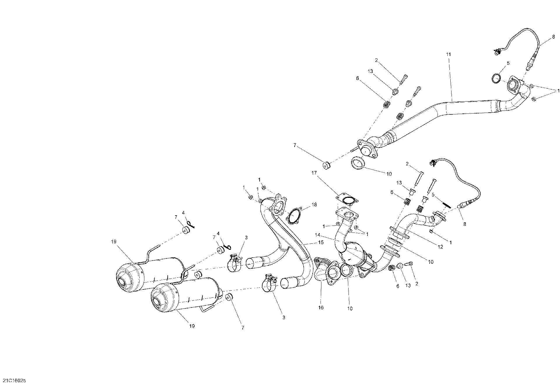 Fits 2015-2016 Can-Am Maverick - Maverick MAX / Maverick 1000_XDS-DPS REAR HEAD PIPE, OEM Part # 707601617 - schematic diagram