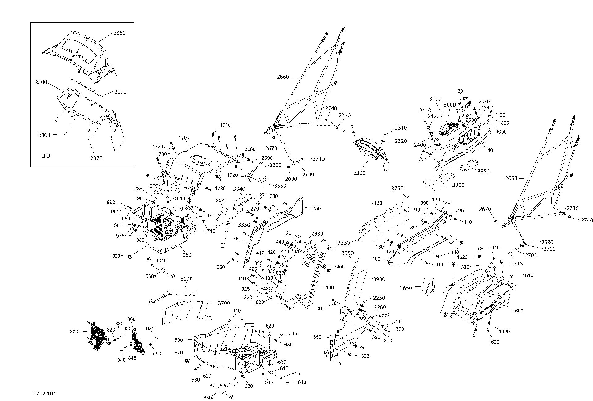 Fits 2012-2020 Can-Am 001 - Commander 800R EFI - North America Dashboard Ctrl., OEM Part # 707900065 - schematic diagram