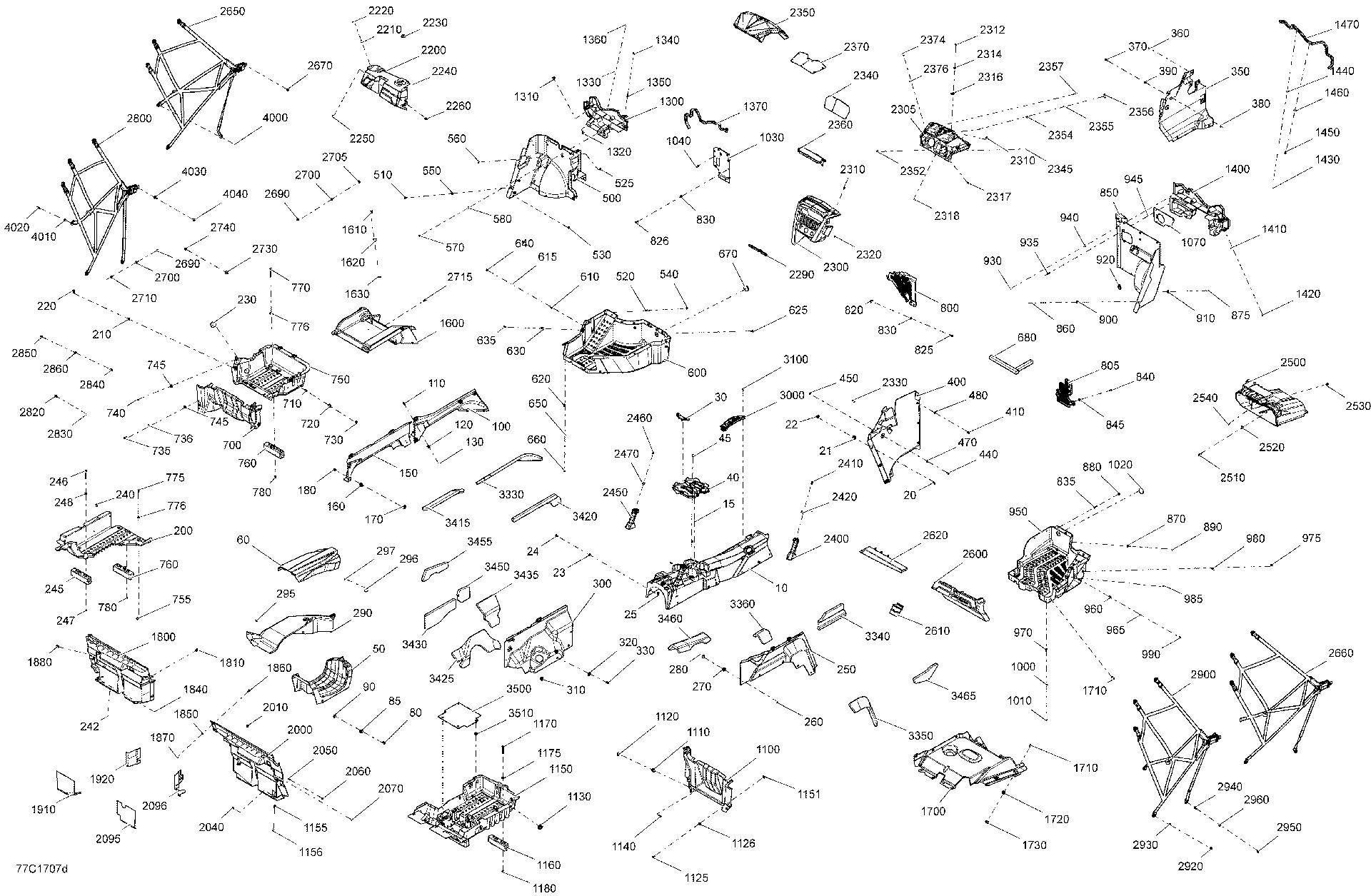 Fits 2014-2017 Can-Am 2-Maverick MAX / Commander - Commander MAX Insulation Acoustic, OEM Part # 707900121 - schematic diagram