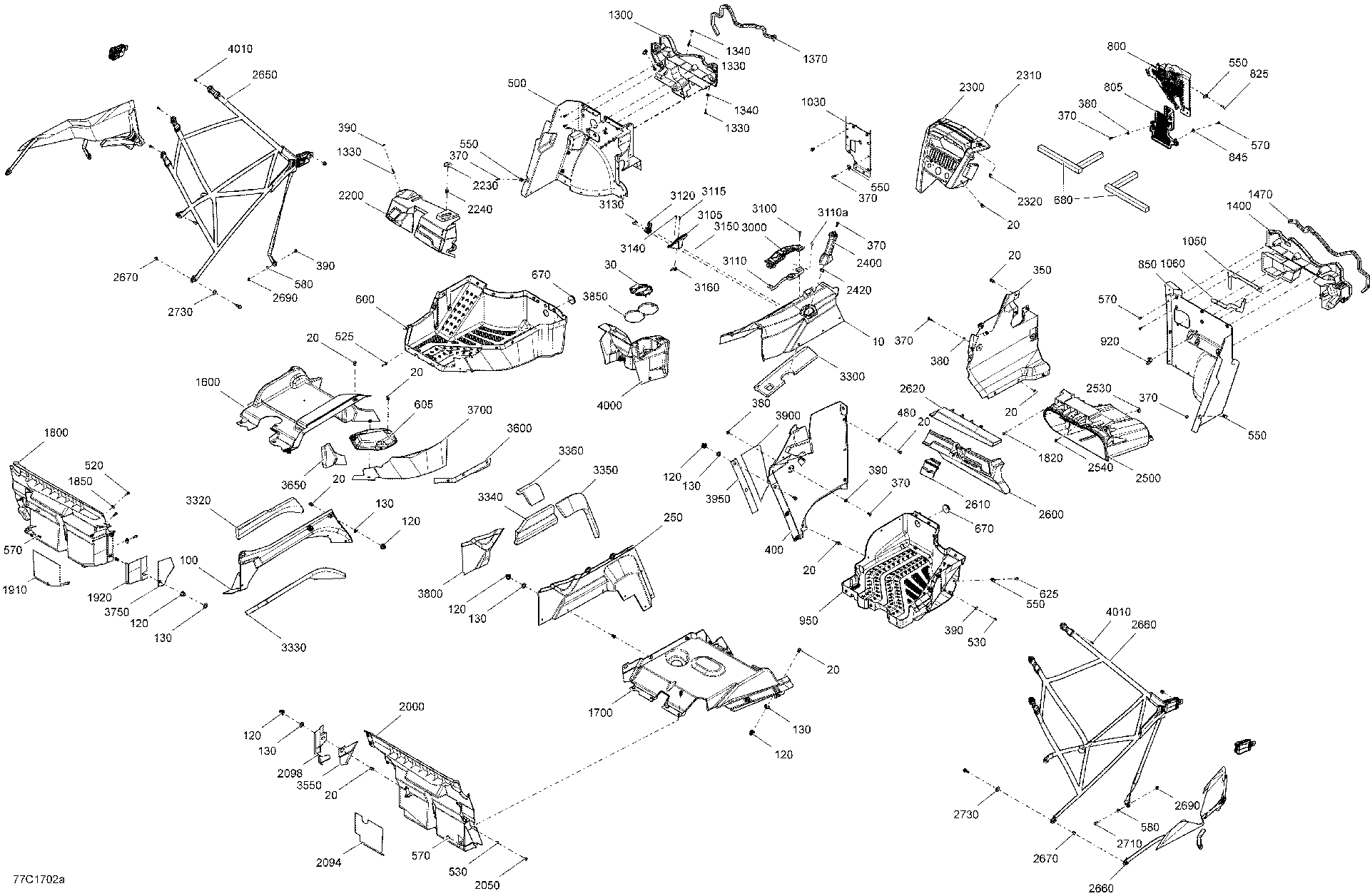 Fits 2015-2017 Can-Am 1-Maverick / Commander - Commander Max LOCK Support, OEM Part # 707900303 - schematic diagram