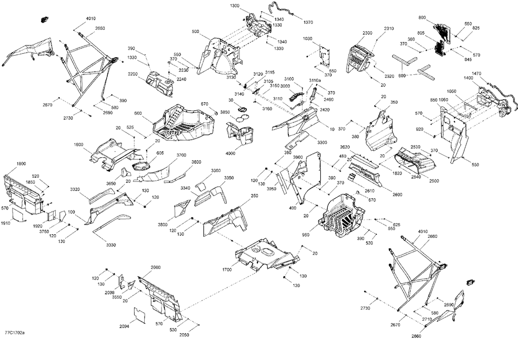 Fits 2015-2017 Can-Am 1-Maverick / Maverick - Maverick MAX LOCK Support ASM, OEM Part # 707900376 - schematic diagram