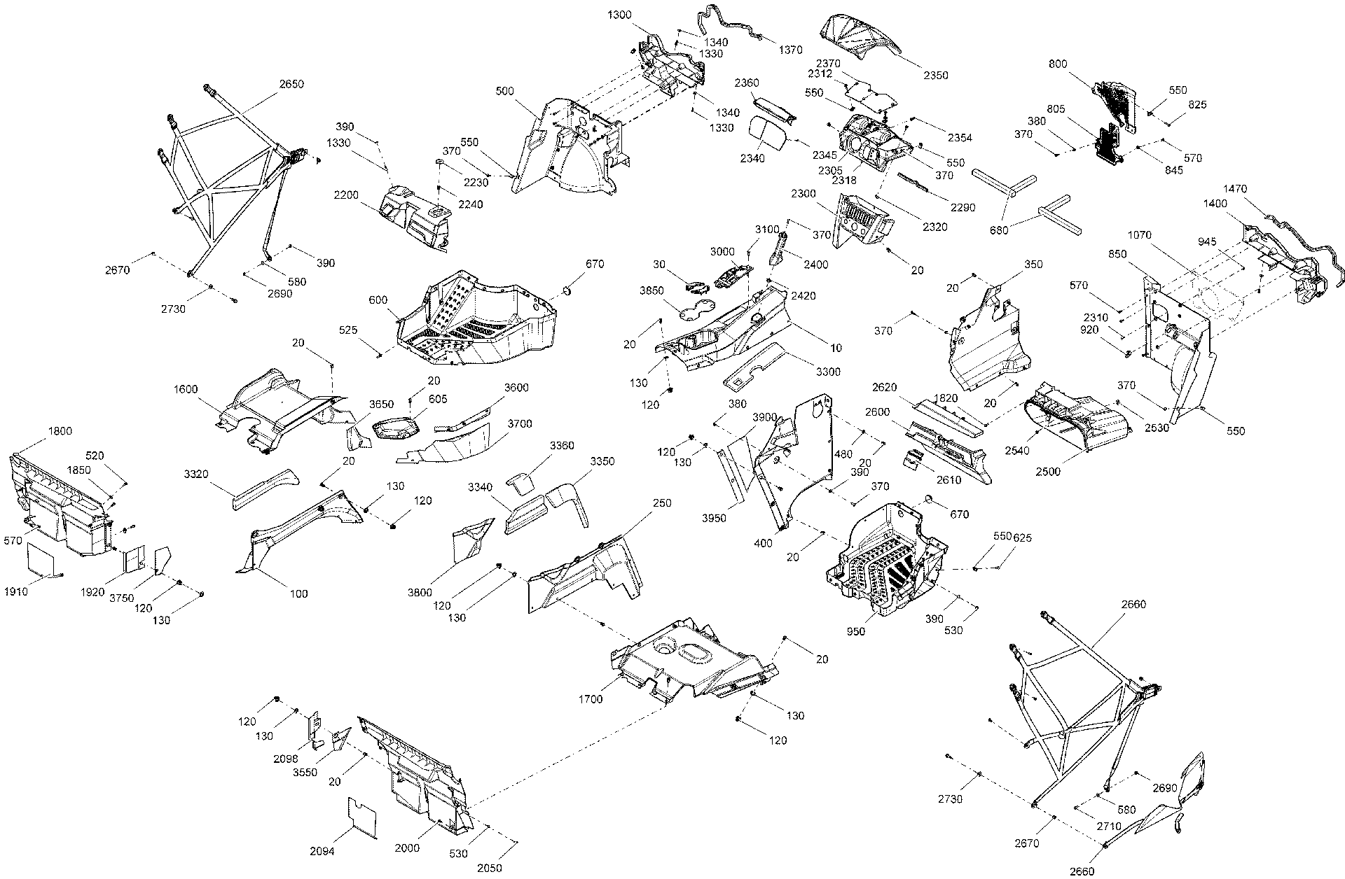 Fits 2017-2018 Can-Am 1- Maverick / 2- Maverick MAX Right Floor Support, OEM Part # 707900563 - schematic diagram