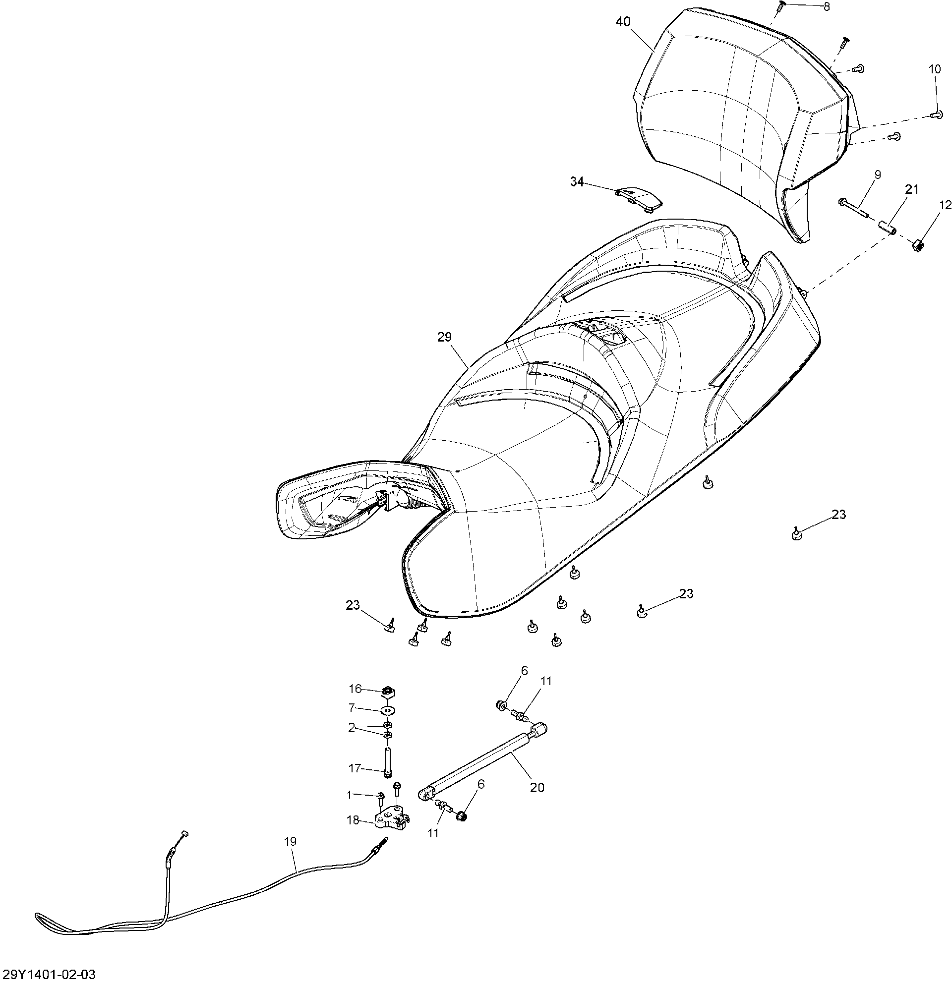 Fits 2014 Can-Am Spyder RT Limited SE6 Backrest Asm, Chocolate, OEM Part # 708001402 - schematic diagram