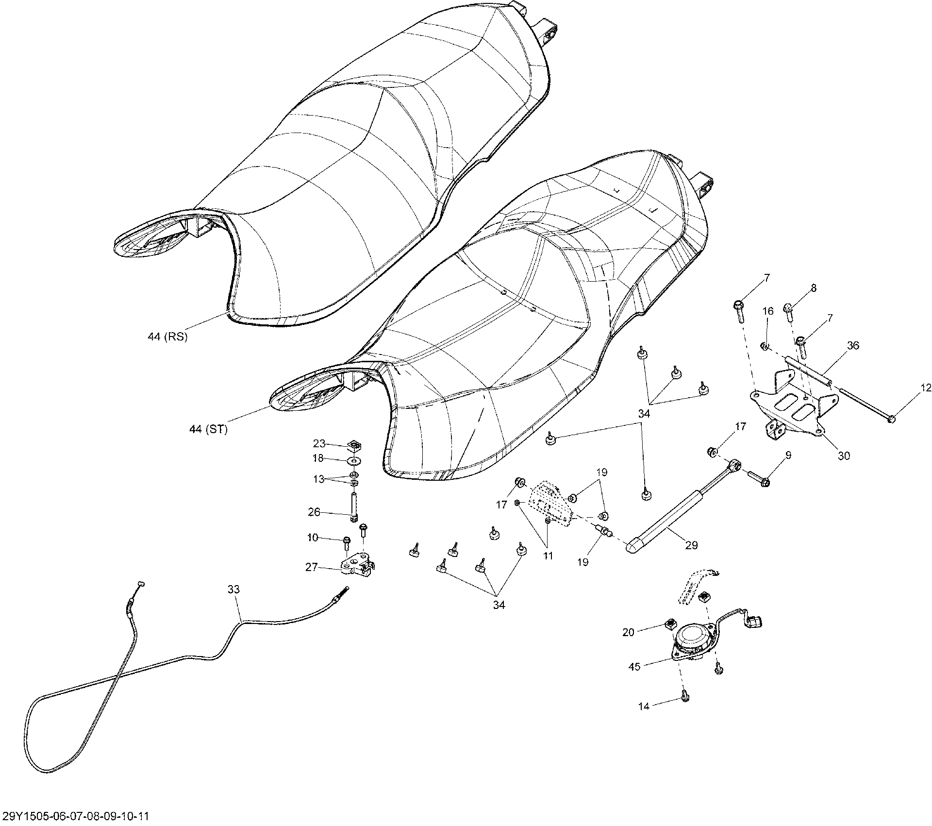Fits 2015 Can-Am Spyder RSS SE5 / Spyder RSS SM5 SEAT ASM, OEM Part # 708001620 - schematic diagram