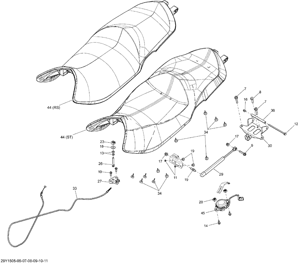 Fits 2015 Can-Am Spyder ST SE5 / Spyder ST SM5 SEAT ASM, OEM Part # 708001621 - schematic diagram