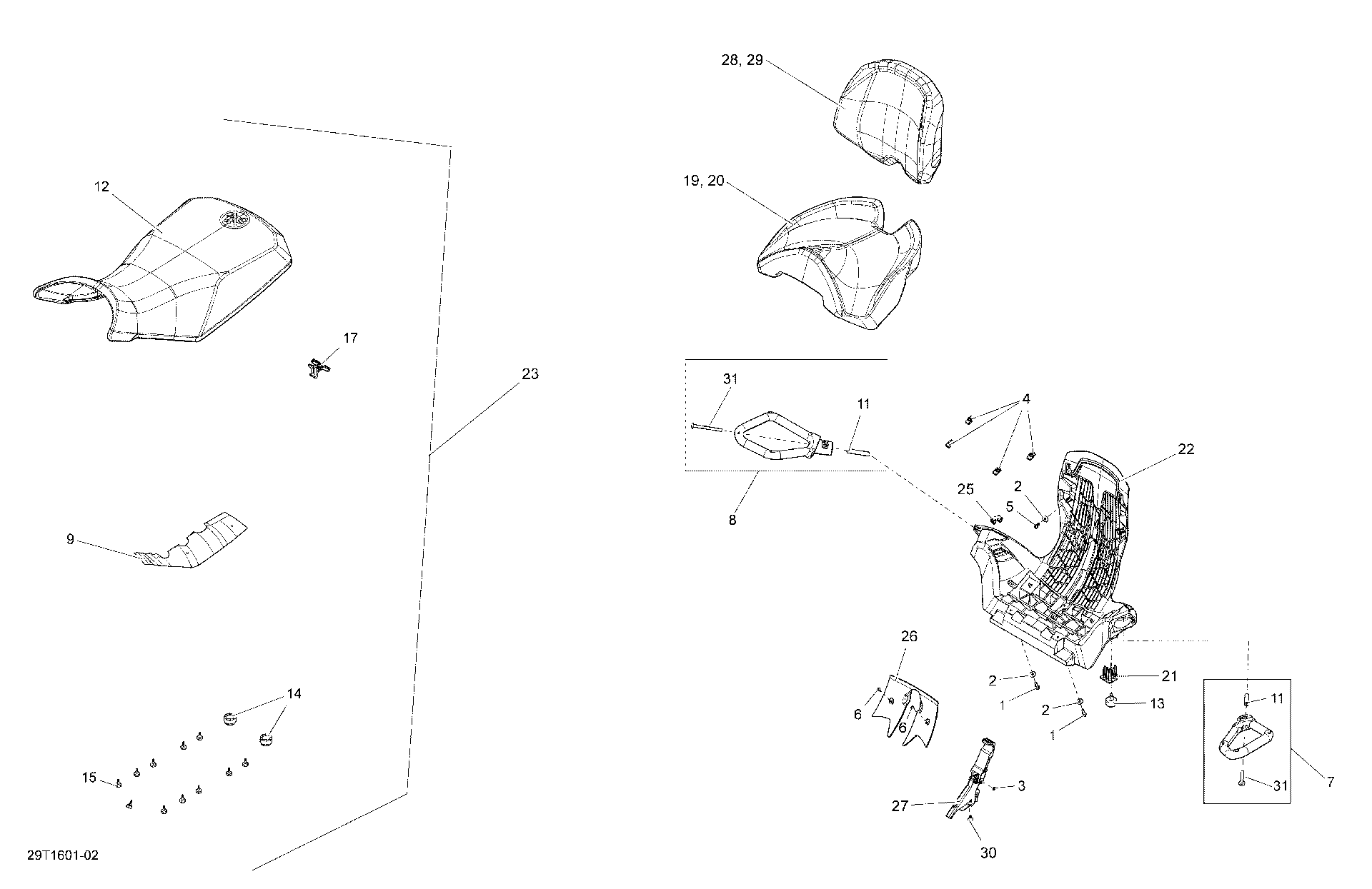 Fits 2016 Can-Am 001 - Outlander - 570 EFI SEAT Cover, OEM Part # 708001980 - schematic diagram