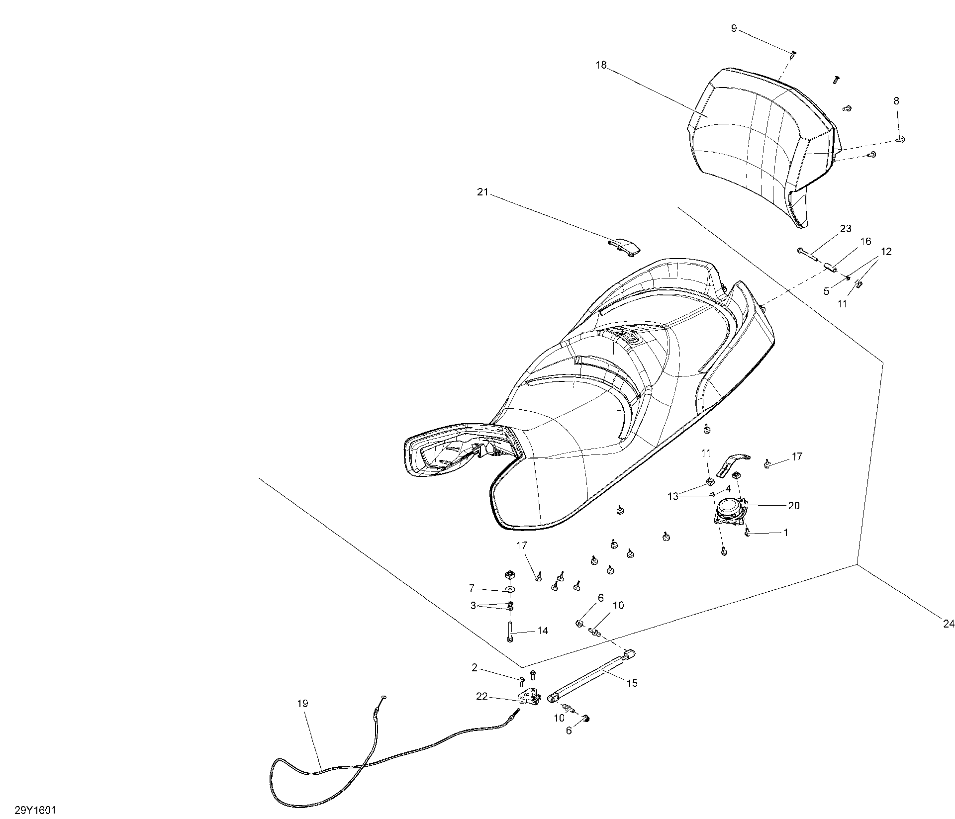 Fits 2016 Can-Am RT SEAT ASSY, OEM Part # 708002075 - schematic diagram