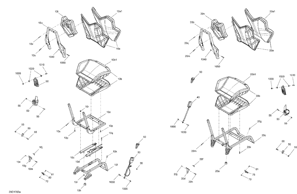 Fits 2017 Can-Am 1-Maverick / 2-Maverick MAX Backrest, OEM Part # 708002265 - schematic diagram