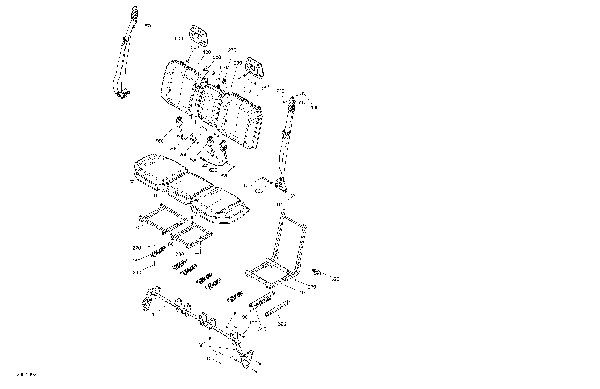 Fits 2017-2019 Can-Am 001 - Defender HD5 - International Backrest ASM, OEM Part # 708002353 - schematic diagram