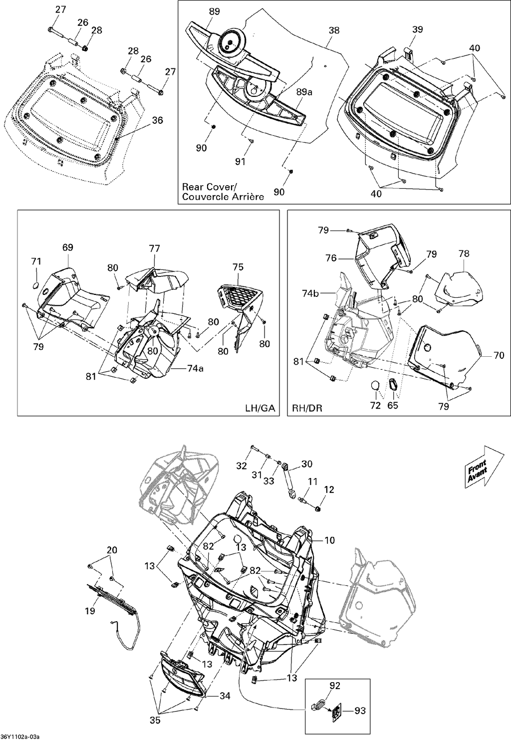 Fits 2010-2011 Can-Am Spyder RT RH ARM Cover, OEM Part # 708300250 - schematic diagram