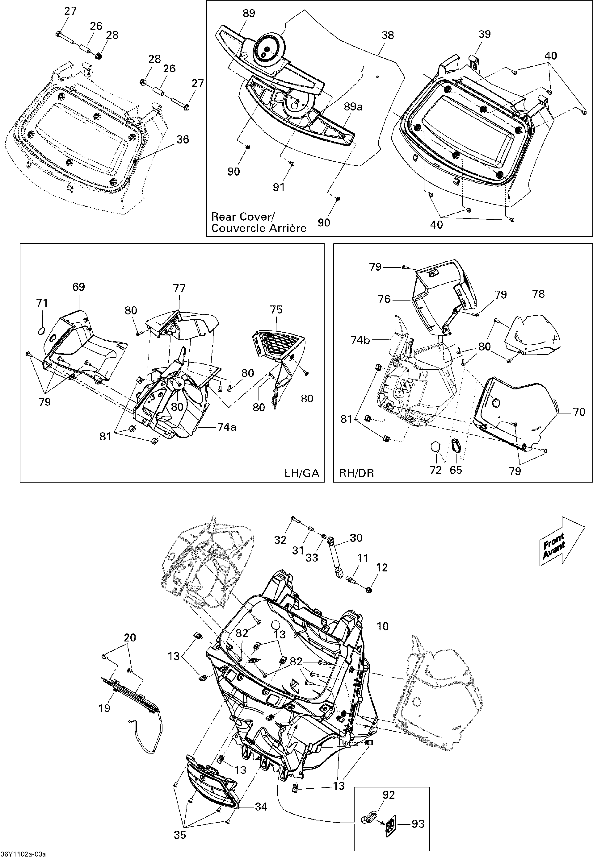 Fits 2010-2011 Can-Am Spyder RT RH ARM Cover, OEM Part # 708300250 - schematic diagram