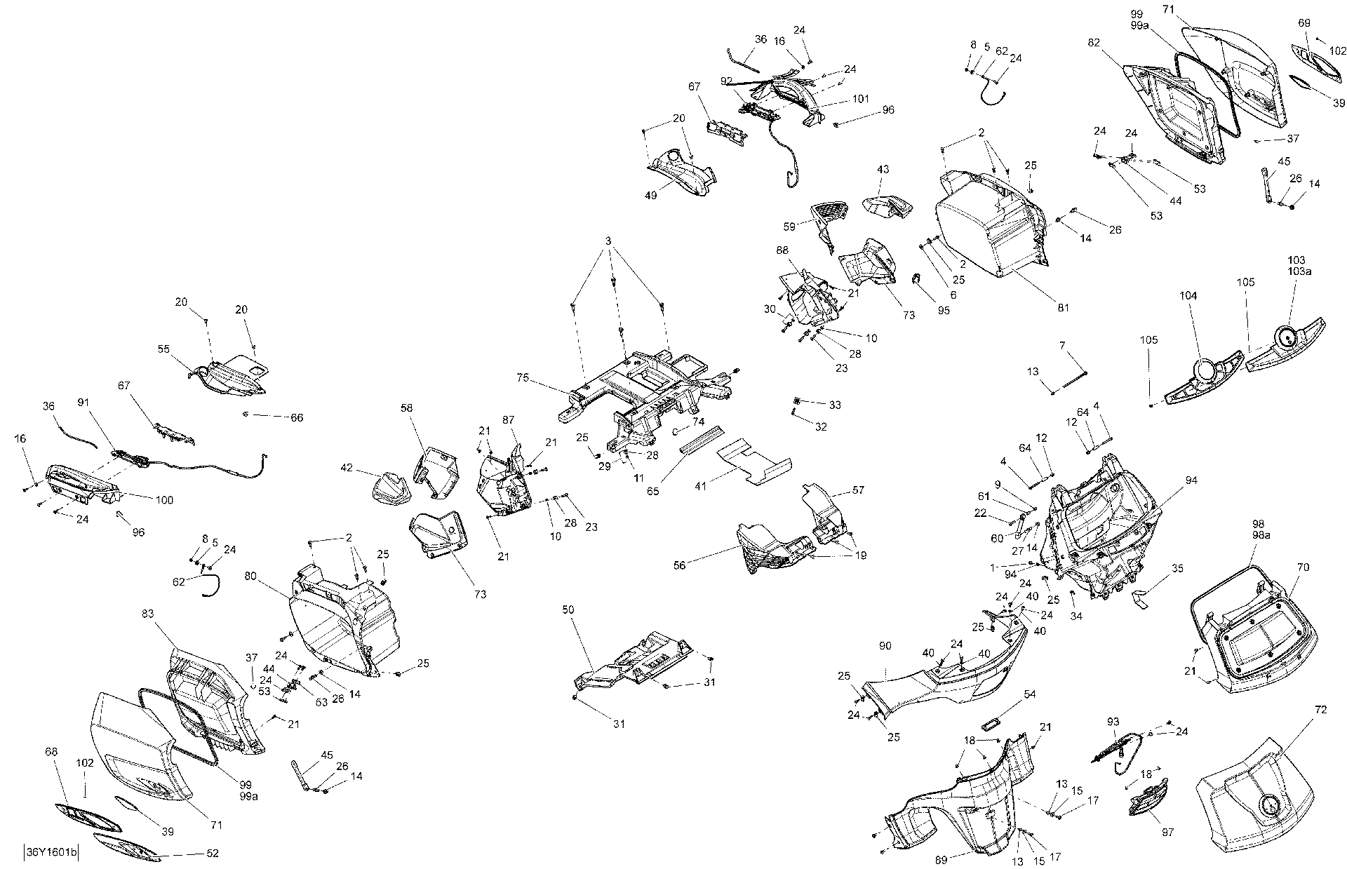 Fits 2016 Can-Am RT Cover Trunk RH B-393, OEM Part # 708301808 - schematic diagram