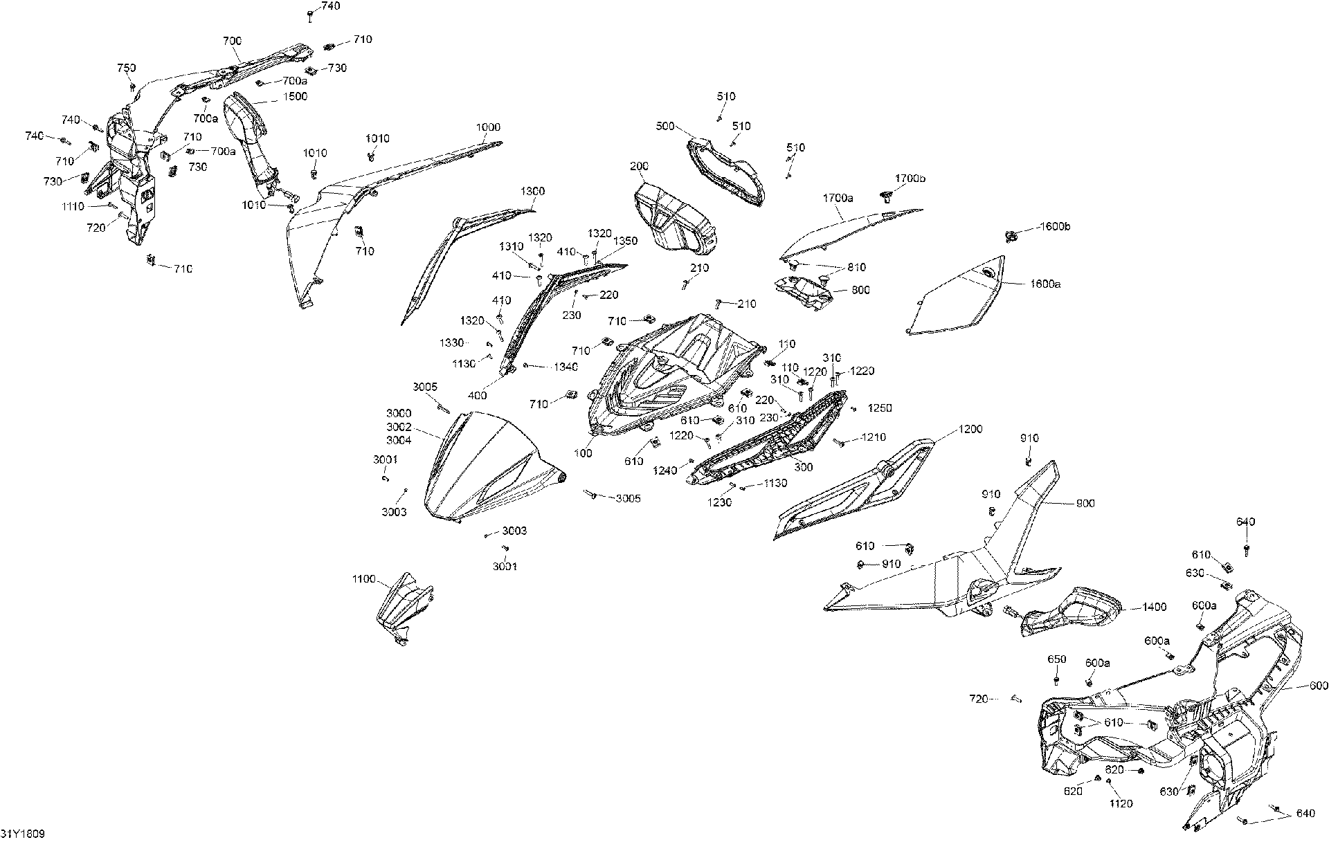 Fits 2015-2018 Can-Am F3 S SM6 & SE6 / Spyder F3-S SE6 LH Upper Console Header, C, OEM Part # 708400119 - schematic diagram