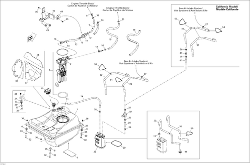 Fits 2009-2012 Can-Am Spyder RS SE5 / Spyder RS SM5 HOSE, OEM Part # 709000254 - schematic diagram