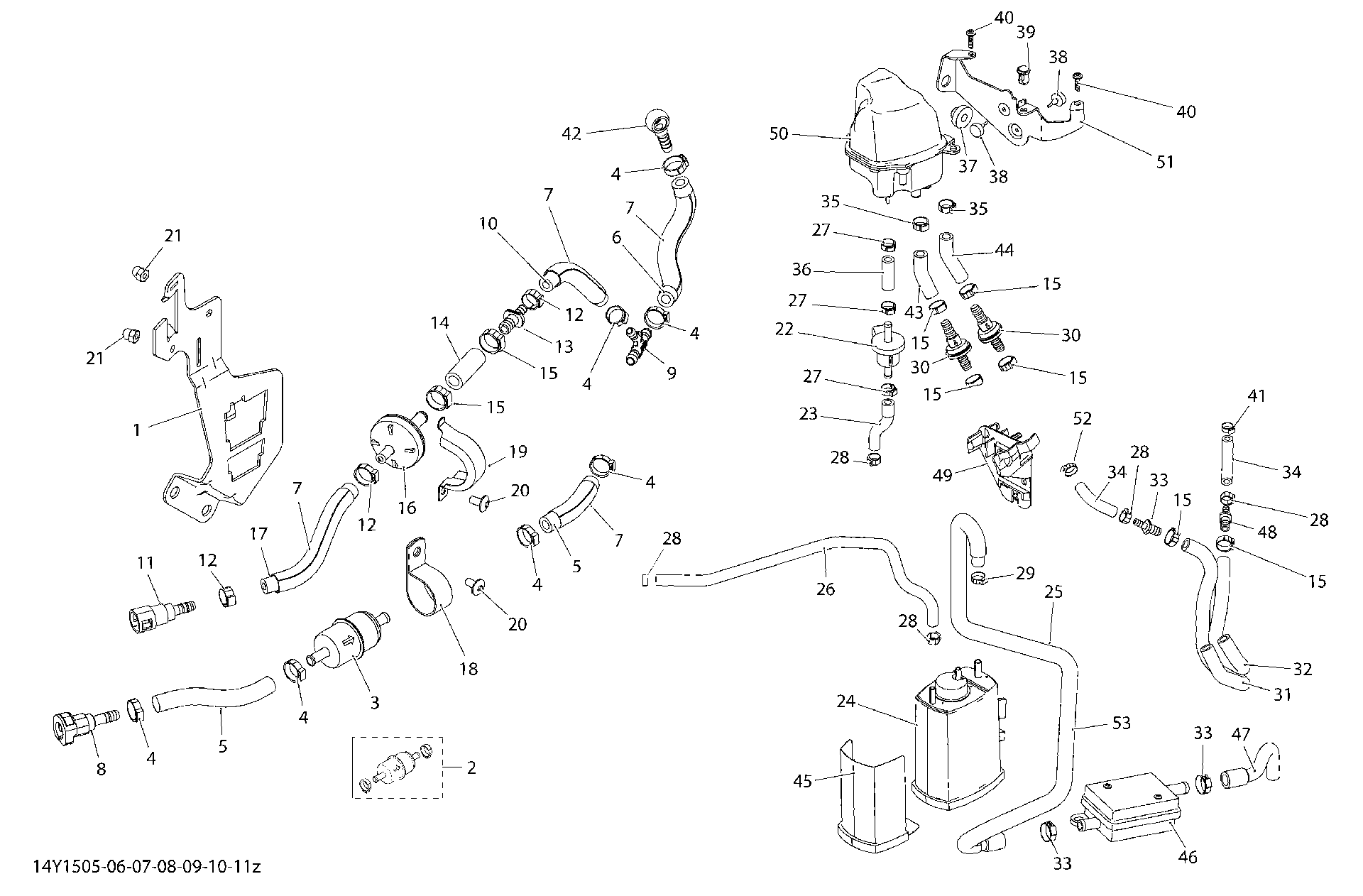 Fits 2015 Can-Am Spyder RS SE5 / Spyder RS SM5 FUEL Filter Support, OEM Part # 709000711 - schematic diagram