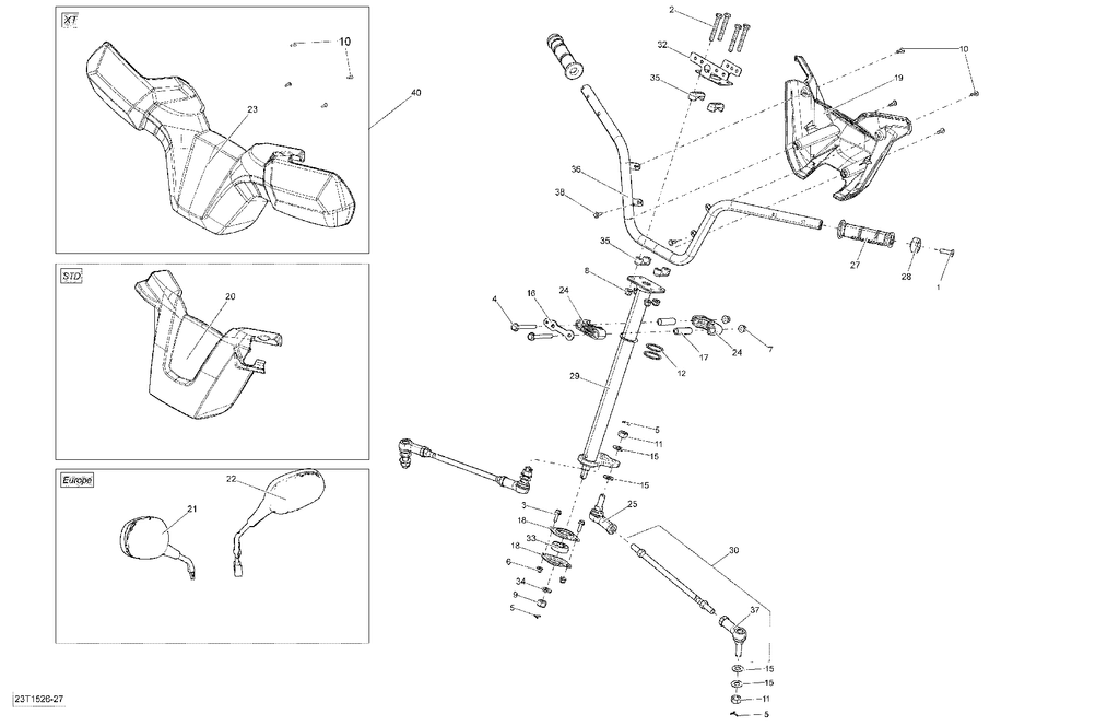 Fits 2007-2015 Can-Am Outlander 400 EFI / Outlander Max 400 EFI REAR Steering Cover, Black, OEM Part # 709400313 - schematic diagram