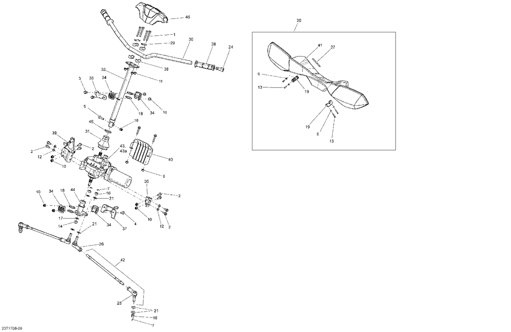 Fits 2012-2018 Can-Am 1- Outlander 6X6 - 650 EFI / 2- Outlander 6X6 - EFI RH Steering Bracket, OEM Part # 709400994 - schematic diagram