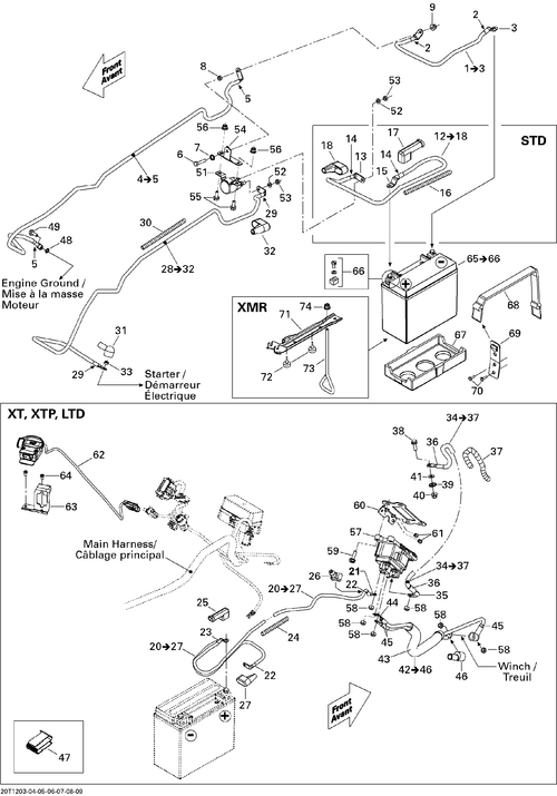 Fits 2007-2012 Can-Am Outlander 500EFI STD & XT / Outlander 650EFI STD & XT Ground Cable ASM, OEM Part # 710000831 - schematic diagram