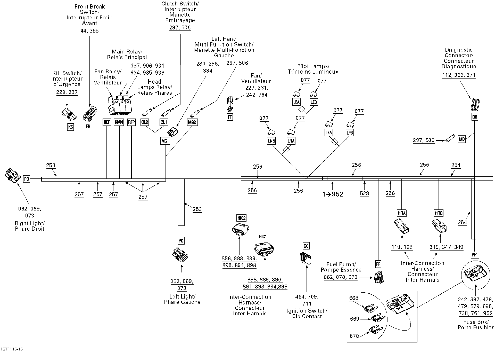 Fits 2008-2011 Can-Am DS 450 EFI / DS 450 Xxc Terminal, OEM Part # 710001356 - schematic diagram