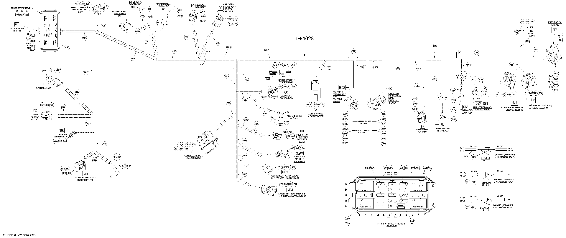 Fits 2011-2013 Can-Am Outlander Max STD / Outlander Max 400 EFI MAIN Harness ASM, OEM Part # 710002227 - schematic diagram