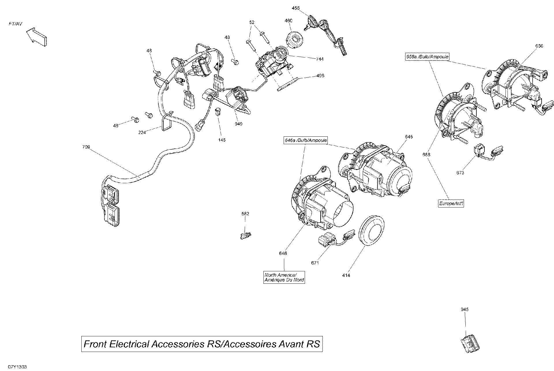 Fits 2013 Can-Am Spyder RS_RSS SE5 / Spyder RS_RSS SM5 Headlight Adapter, OEM Part # 710002622 - schematic diagram