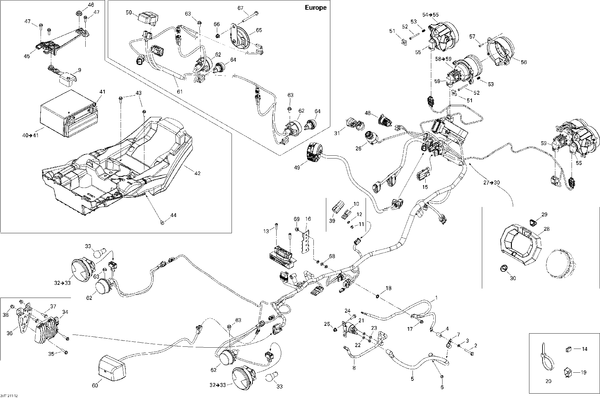 Fits 2012 Can-Am Outlander STD / Renegade STD Battery Support, OEM Part # 710002892 - schematic diagram