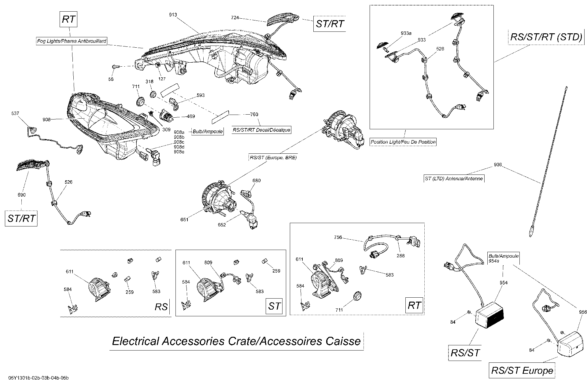 Fits 2013 Can-Am Spyder RT Limited SE5 / Spyder RT_RTS SE5 Harness, OEM Part # 710003114 - schematic diagram
