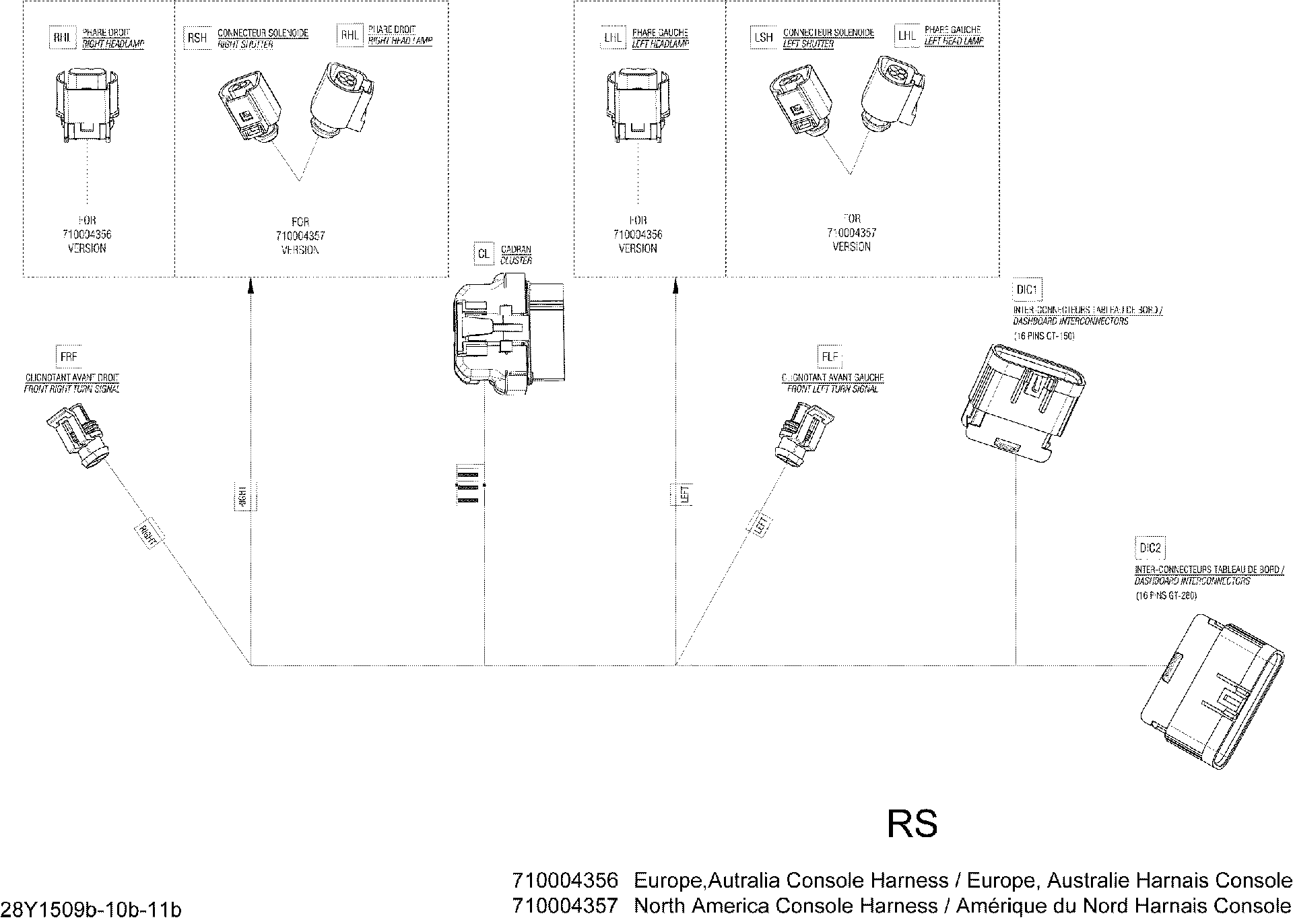 Fits 2015 Can-Am Spyder RS SE5 / Spyder RS SM5 Wiring Harness, Console, OEM Part # 710004356 - schematic diagram