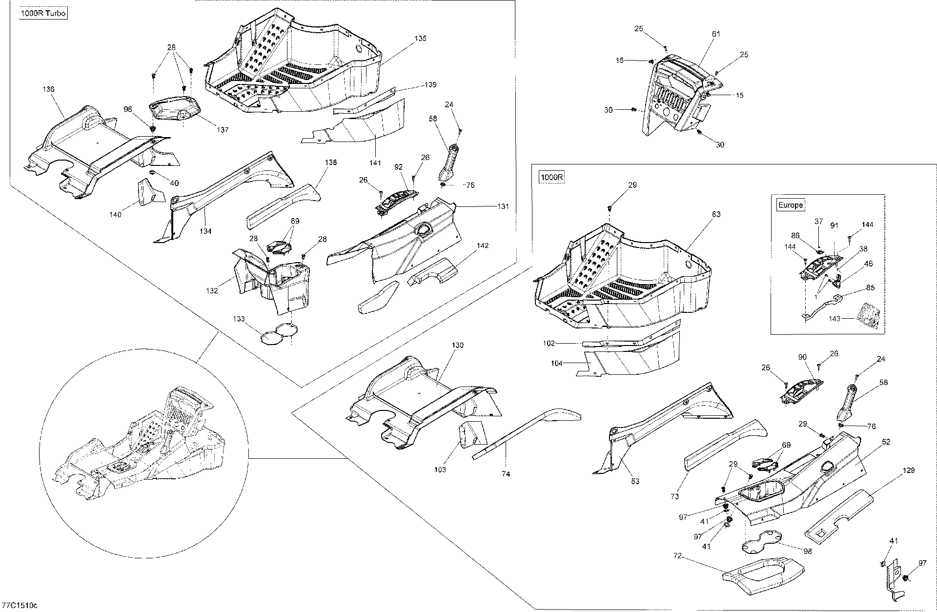Fits 2015 Can-Am Maverick 1000_XDS-DPS Central Console KIT, OEM Part # 715002939 - schematic diagram