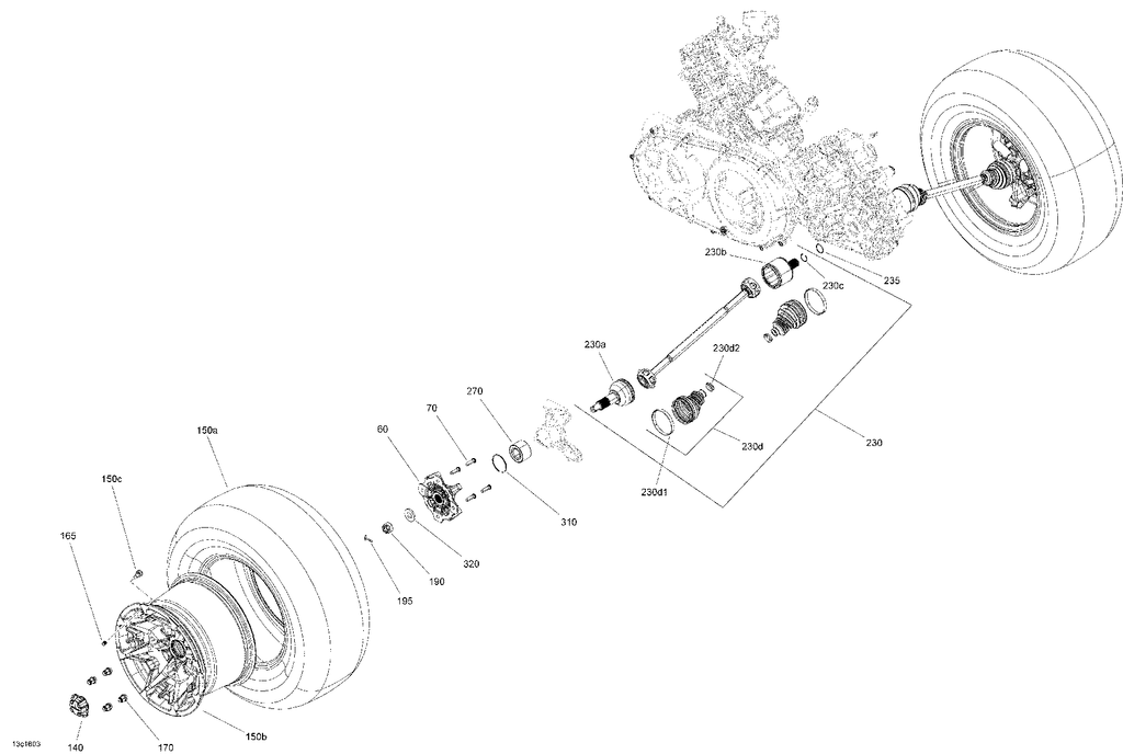 Fits 2016 Can-Am Defender / Traxter HD8 Plunging Joint, OEM Part # 715900410 - schematic diagram