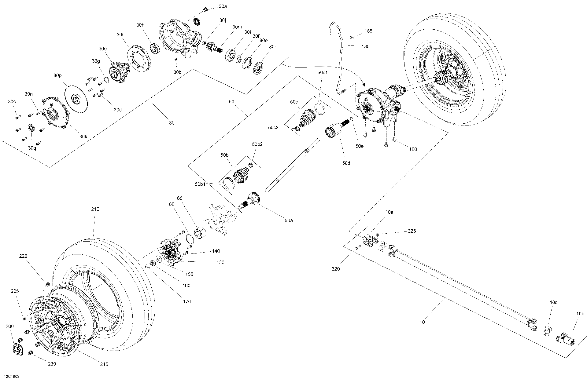 Fits 2016 Can-Am Defender / Traxter HD8 LEFT Plunging Joint, OEM Part # 715900417 - schematic diagram