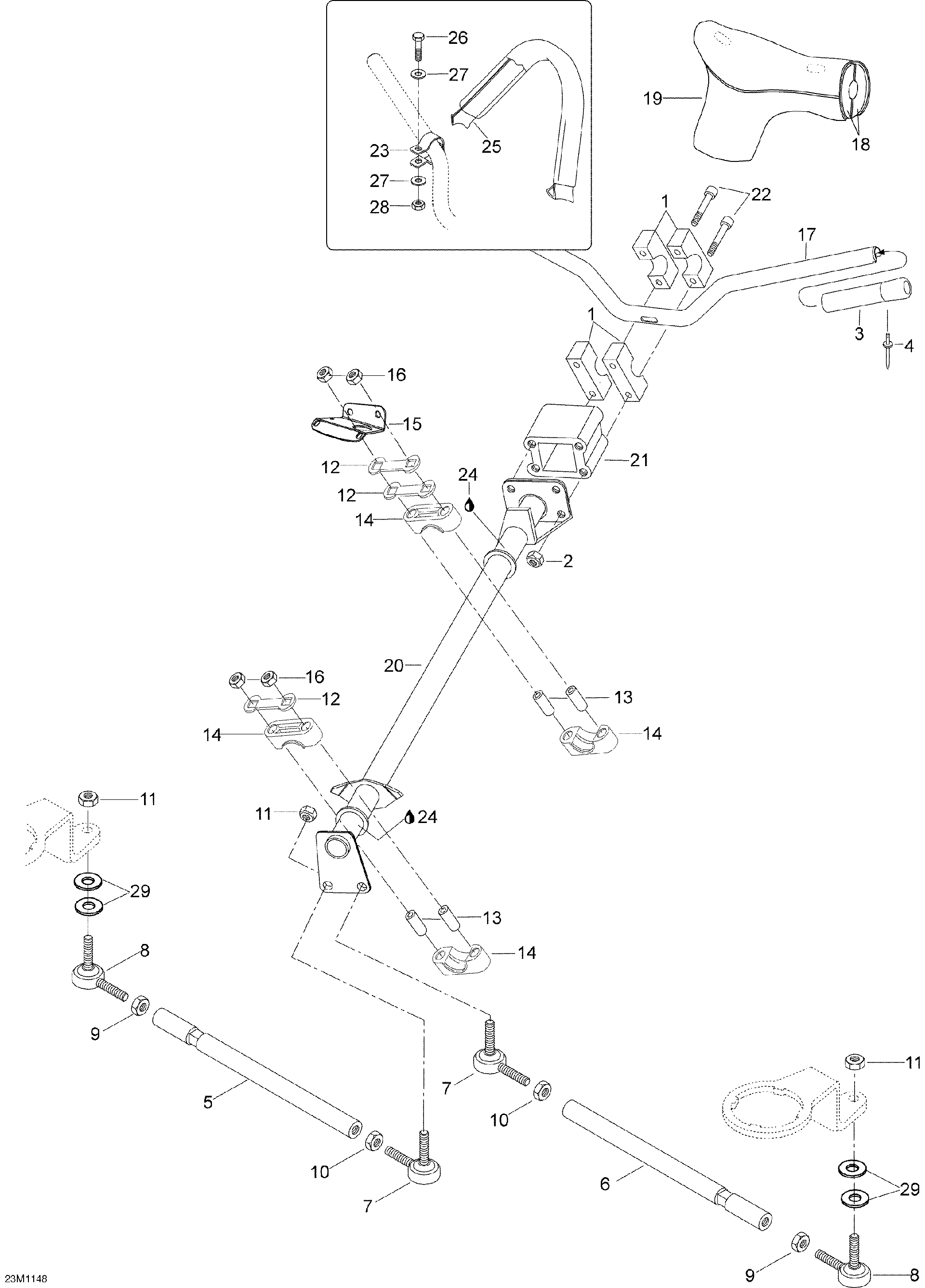 Fits 2008-2011 Ski-Doo Skandic WT 550F YetiII / Skandic SUV 550F Socket HEAD Screw M8 X 40, OEM Part # M40124 - schematic diagram